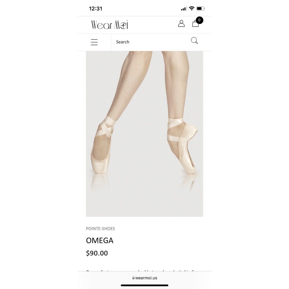 Wear Moi Omega Pointe ballet shoes with satin Ribbons Size 7 XX H 3/4 Ballerina